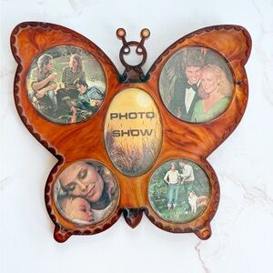 Vintage Boho Faux Tortoise Butterfly Photo Frame Collage – New Old Stock